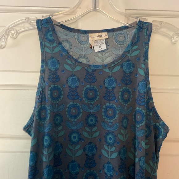 Natural Life Blue Brown Floral Tank Dress Sleeveless Sundress Size S - Picture 2 of 7